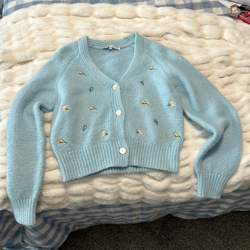 English Factory Blue Flower Sweater